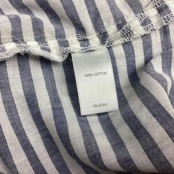 J Jill Fit Top Women L Gray White Cotton Stripe Roll Tab Sleeve High Low Tunic - Picture 11 of 11